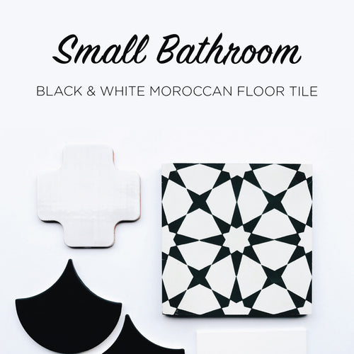 Small Bathroom Black & White Moroccan Floor Tile