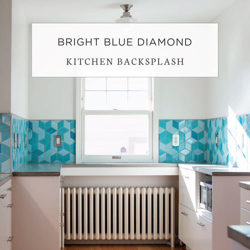 Bright Blue Diamond Kitchen Backsplash