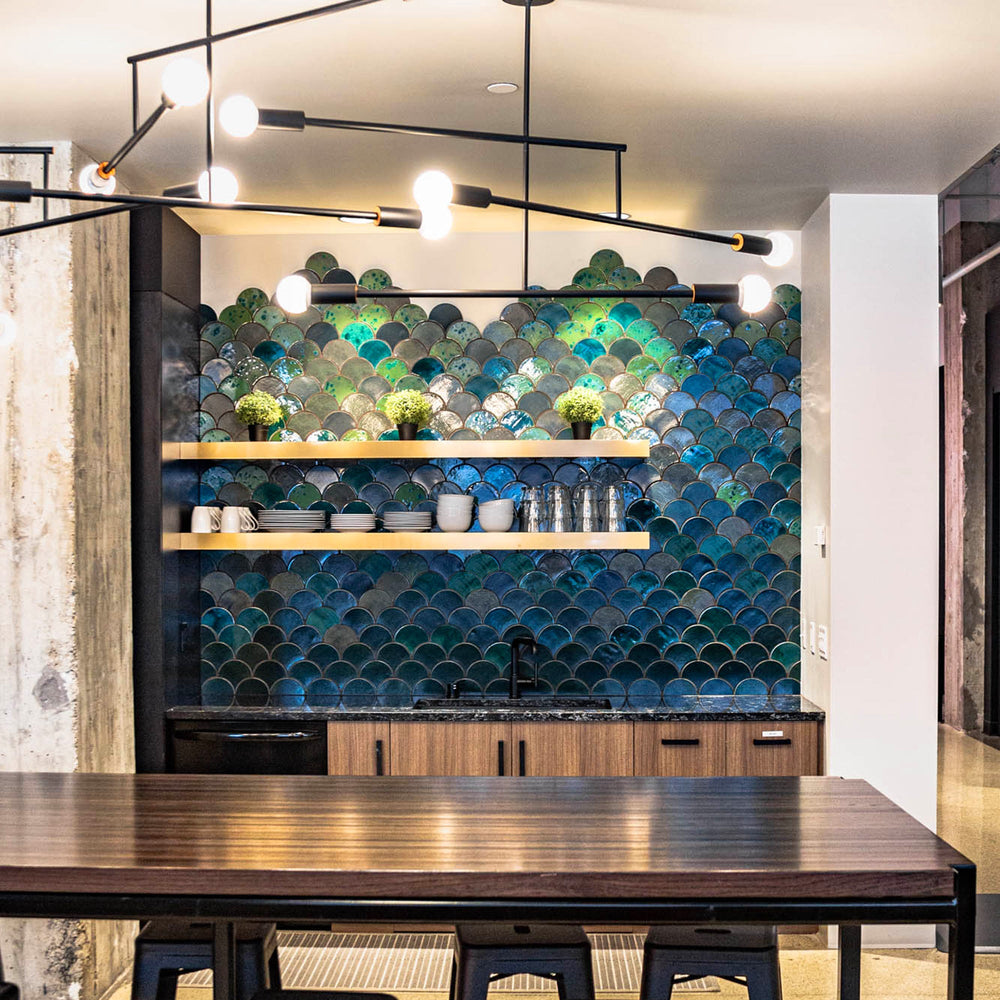 Forest Greens Fish Scale Tile