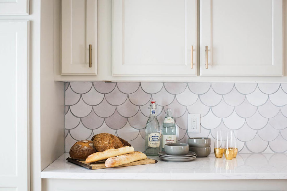 Dazzling White Fish Scale Backsplash