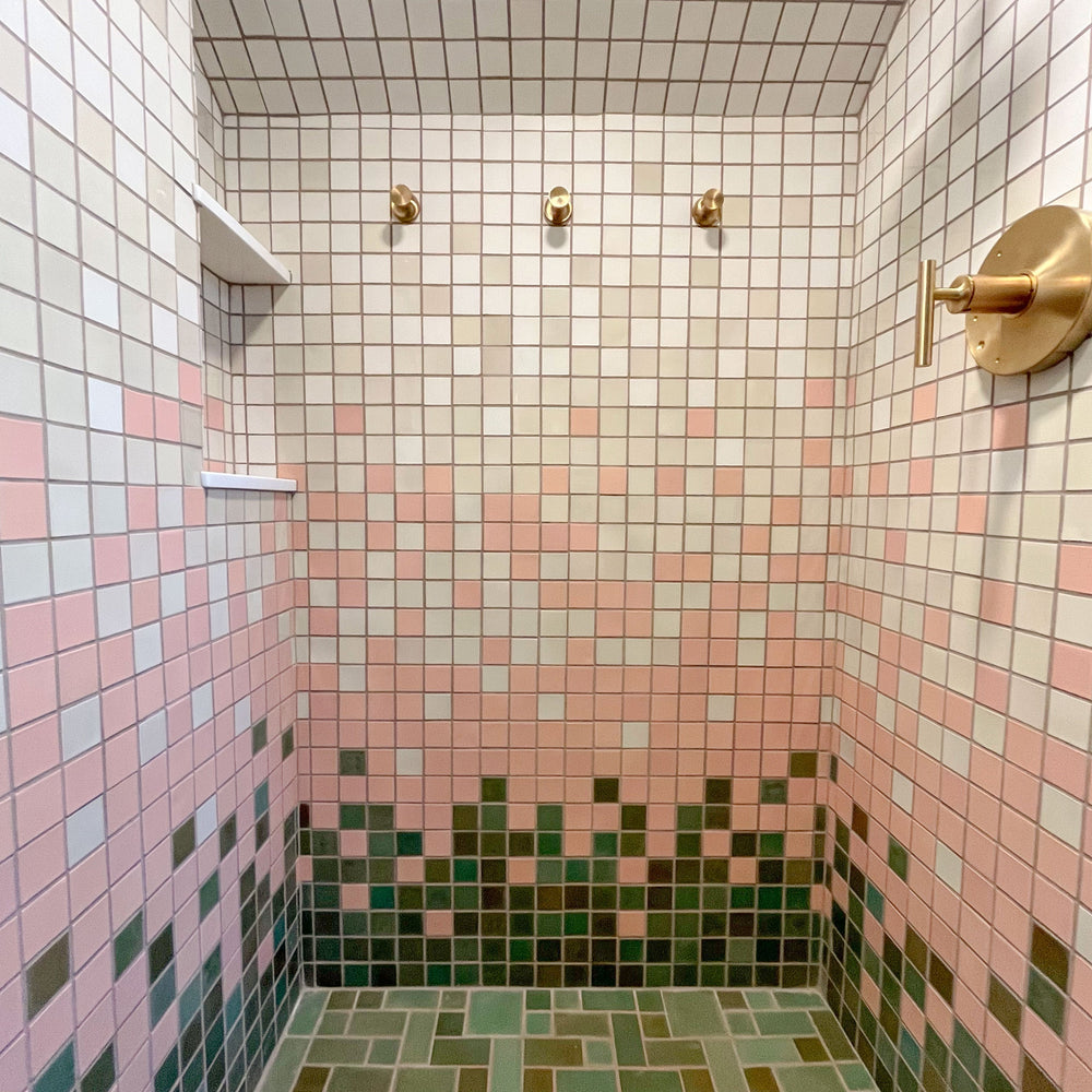 Pink + Patina Gradient Shower