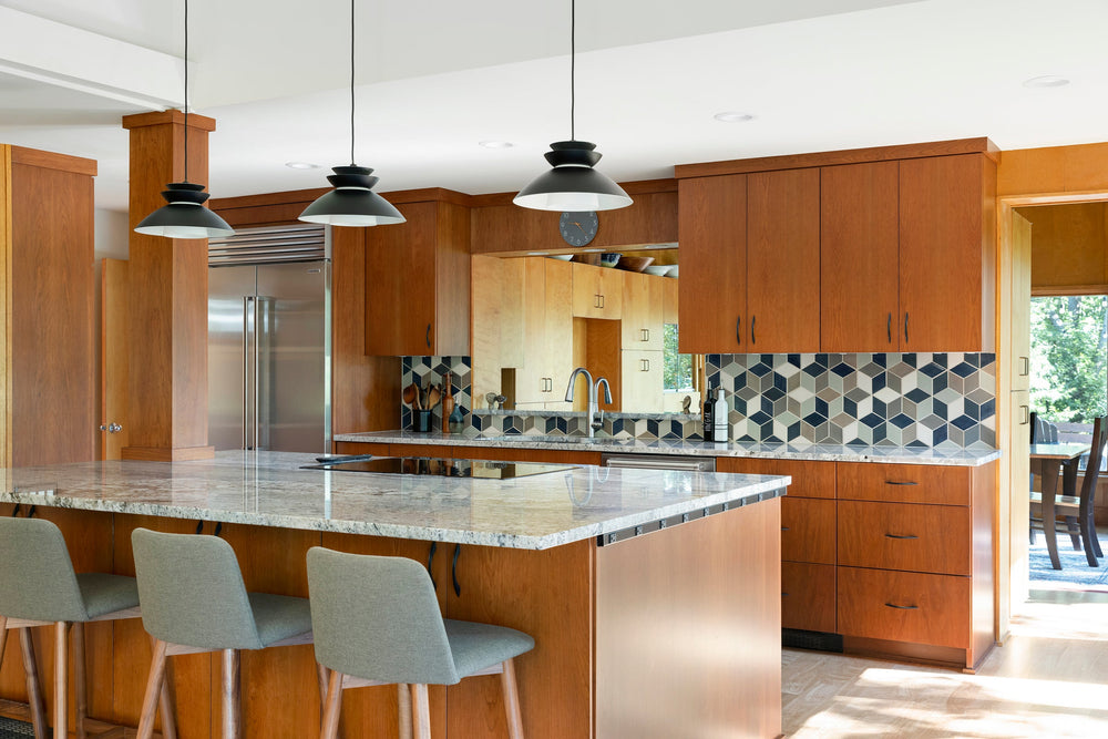 Mid Century Kitchen Backsplash with Diamonds