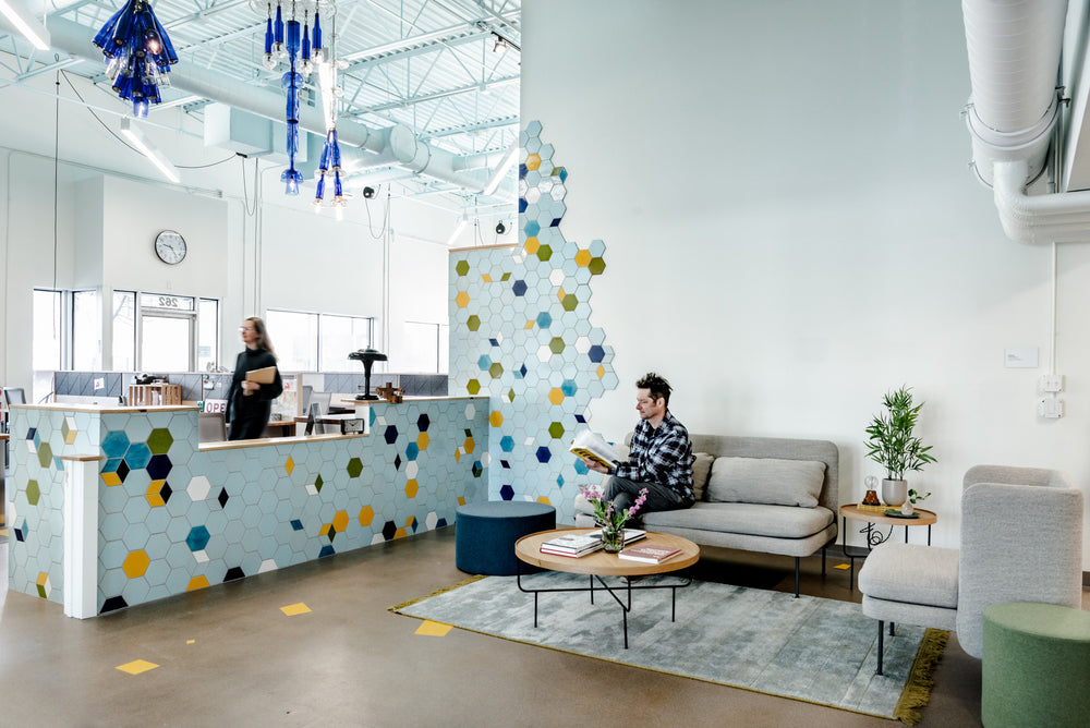 A Front Desk & Lobby Custom Mosaic for Springboard for the Arts
