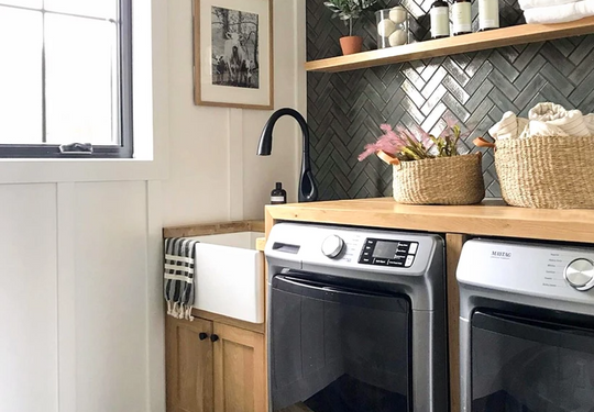 Deep Forest Green Laundry Room Tile