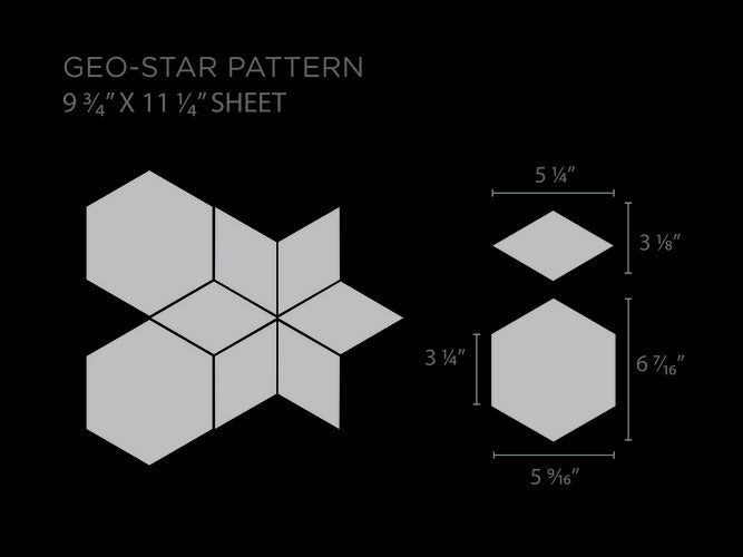 diamond hexagon star tile sizing, star pattern tile sizing