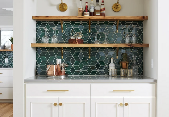 Decorative Green Bar Backsplash