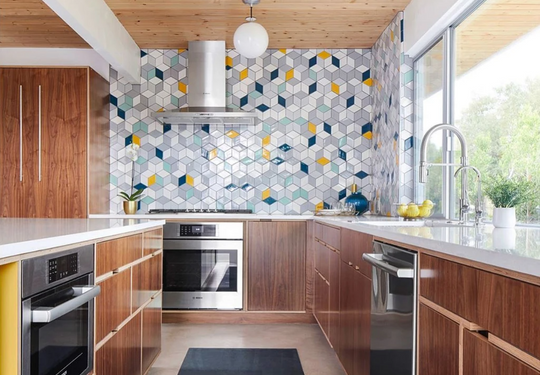 The Eichler Palms Diamond Tile Kitchen