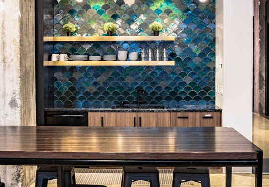 Forest Greens Fish Scale Tile