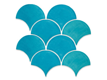 Large Moroccan Fish Scales - 1015E Caribbean Blue