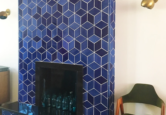 The Bold and Blue Contemporary Fireplace