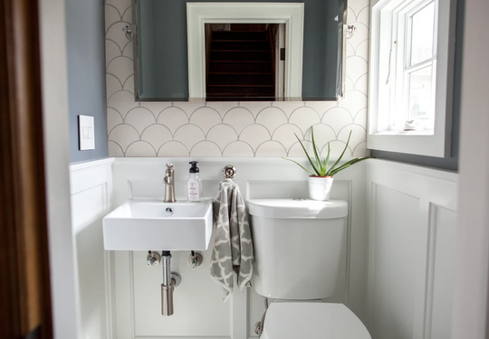 White Fish Scale Powder Room