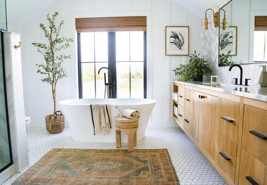 White Scandinavian Primary Bath