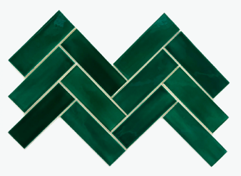 2"x6" Herringbone Pattern<br>75 Emerald