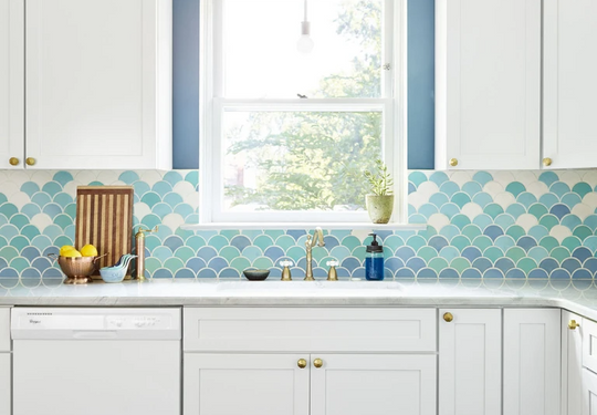 Light Blue Ombre Fish Scale Kitchen