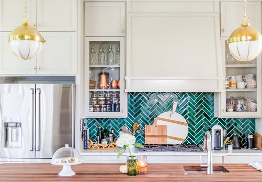 Traditional Modern Herringbone Backsplash