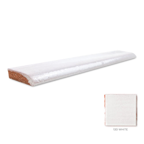 1x6 Bullnose Tile 130 White, cool white bullnose tile, cool white bullnose tile trim