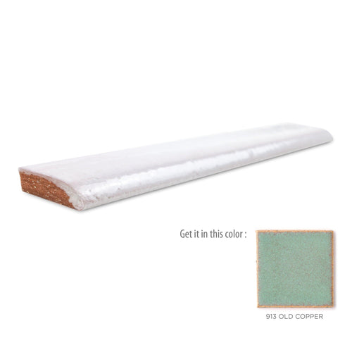 1x6 Bullnose Tile 913 Old Copper, teal bullnose tile, teal bullnose tile trim, teal tile trim