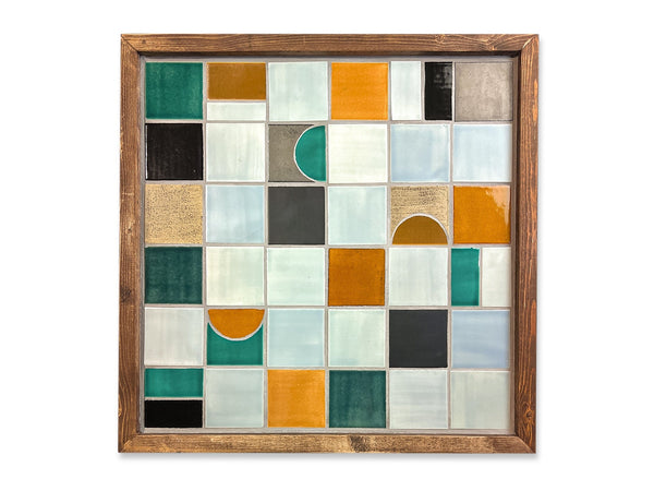 Sky Blue Mid-Century Modern Squares Wall Art