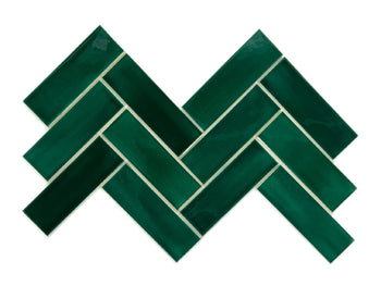 2"x6" Sheeted Herringbone Pattern - 75 Emerald