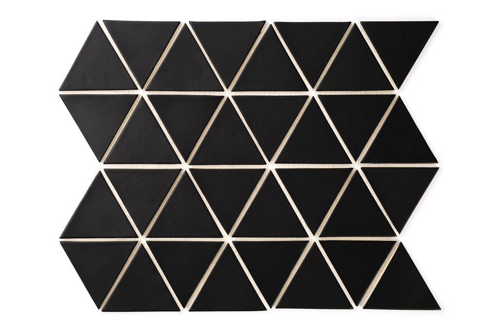 Small Matte Black Triangle Tiles | Mercury Mosaics
