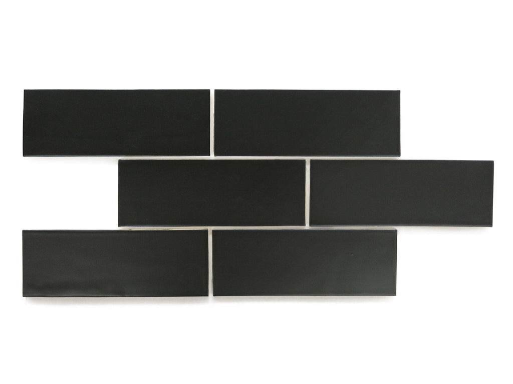 Black Glossy Ceramic Tile, 3x9x3/8, Ceramic Flooring