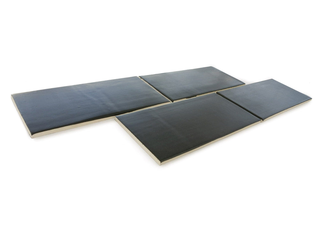 3x12 Satin Black Subway Tile  Black Ceramic Wall Tile – Mercury Mosaics