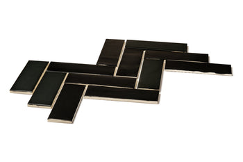 2"x6" Sheeted Herringbone Pattern - 366 Satin Black