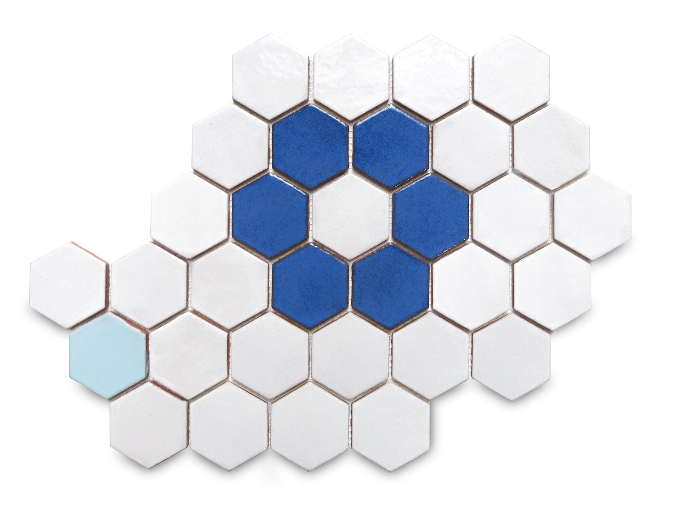 Hexagon Flower Pattern Floor Tile Blue and White