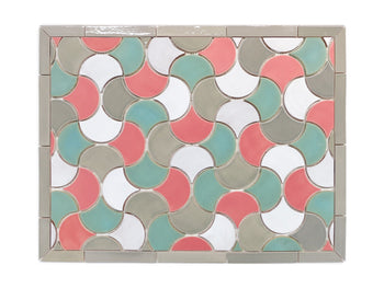 20"x26" Stove Splash - Medium Moroccan Fish Scales - Pink and Teal Retro
