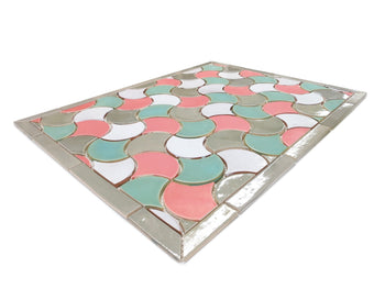 20"x26" Stove Splash - Medium Moroccan Fish Scales - Pink and Teal Retro