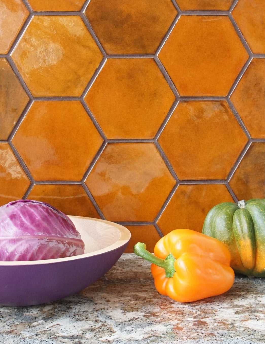 Large Hexagon - Amber Installed