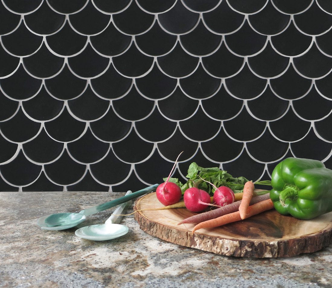 Medium Moroccan Fish Scales Black installed