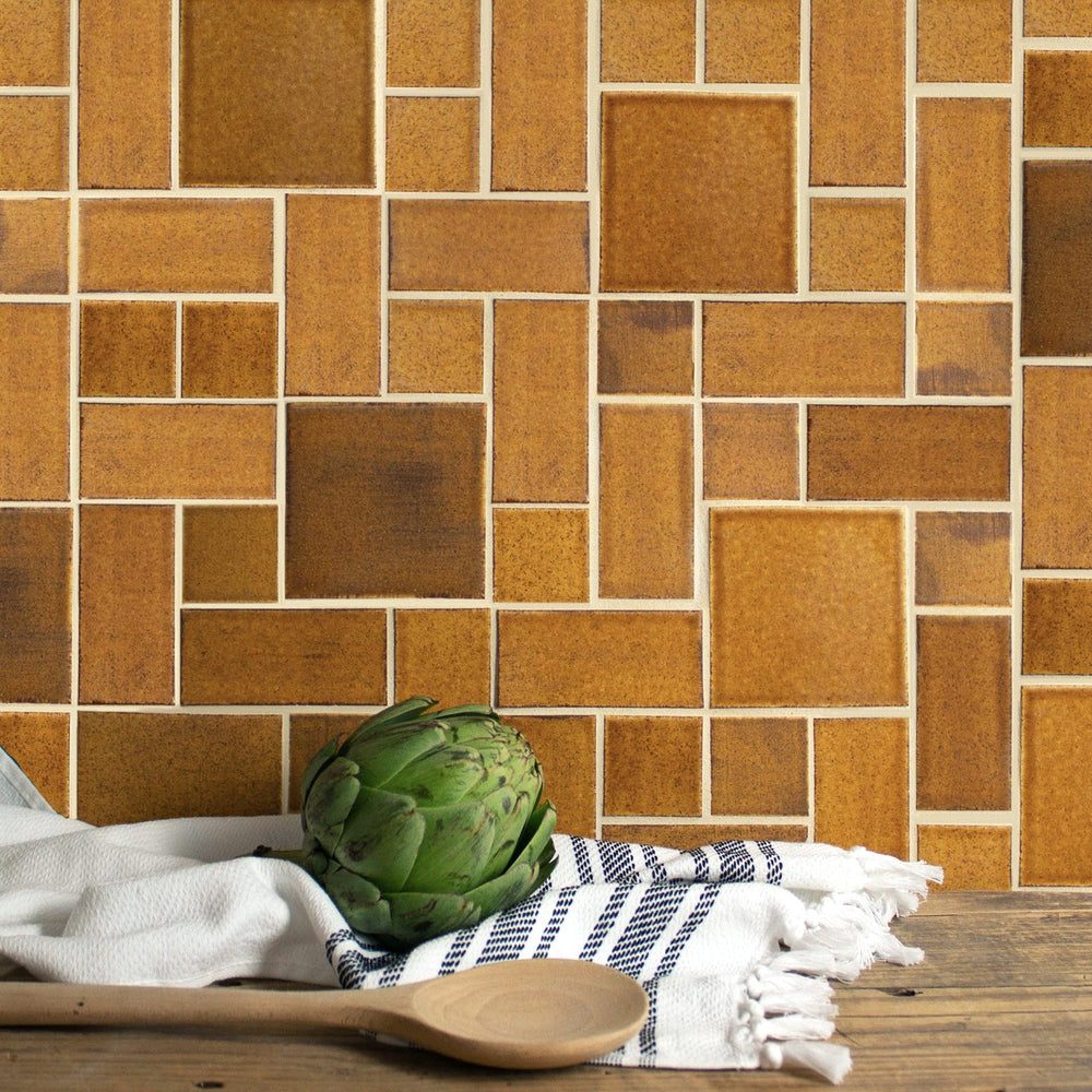 brown craftsman square tile, brown craftsman square tile backsplash, brown craftsman square tile kitchen backsplash feature