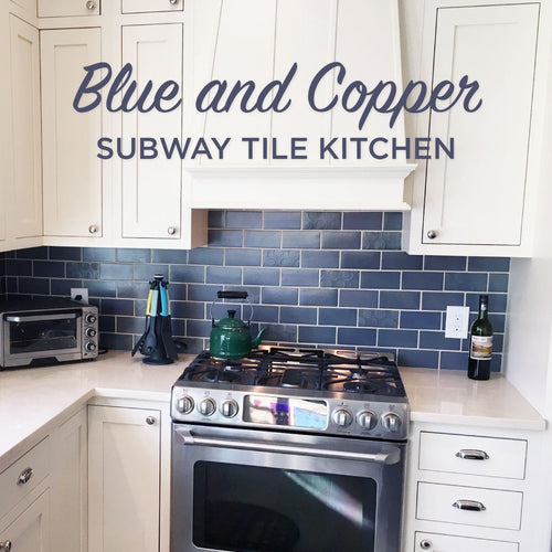 Blue and Copper Subway Tile Kitchen