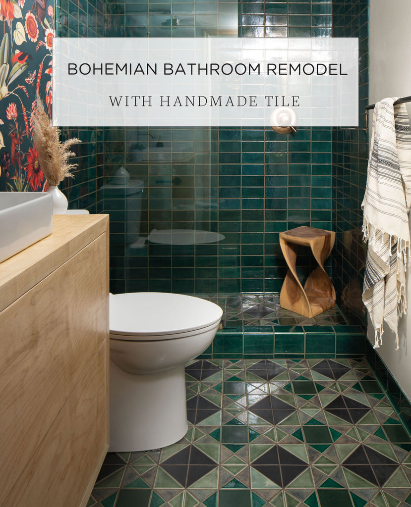 Bohemian Bathroom Remodel with Handmade Tile