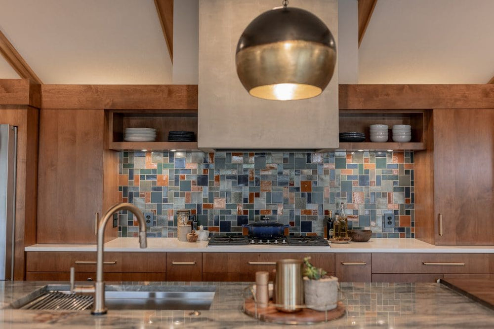 Prairie-Style Kitchen Backsplash with Handcrafted Tile