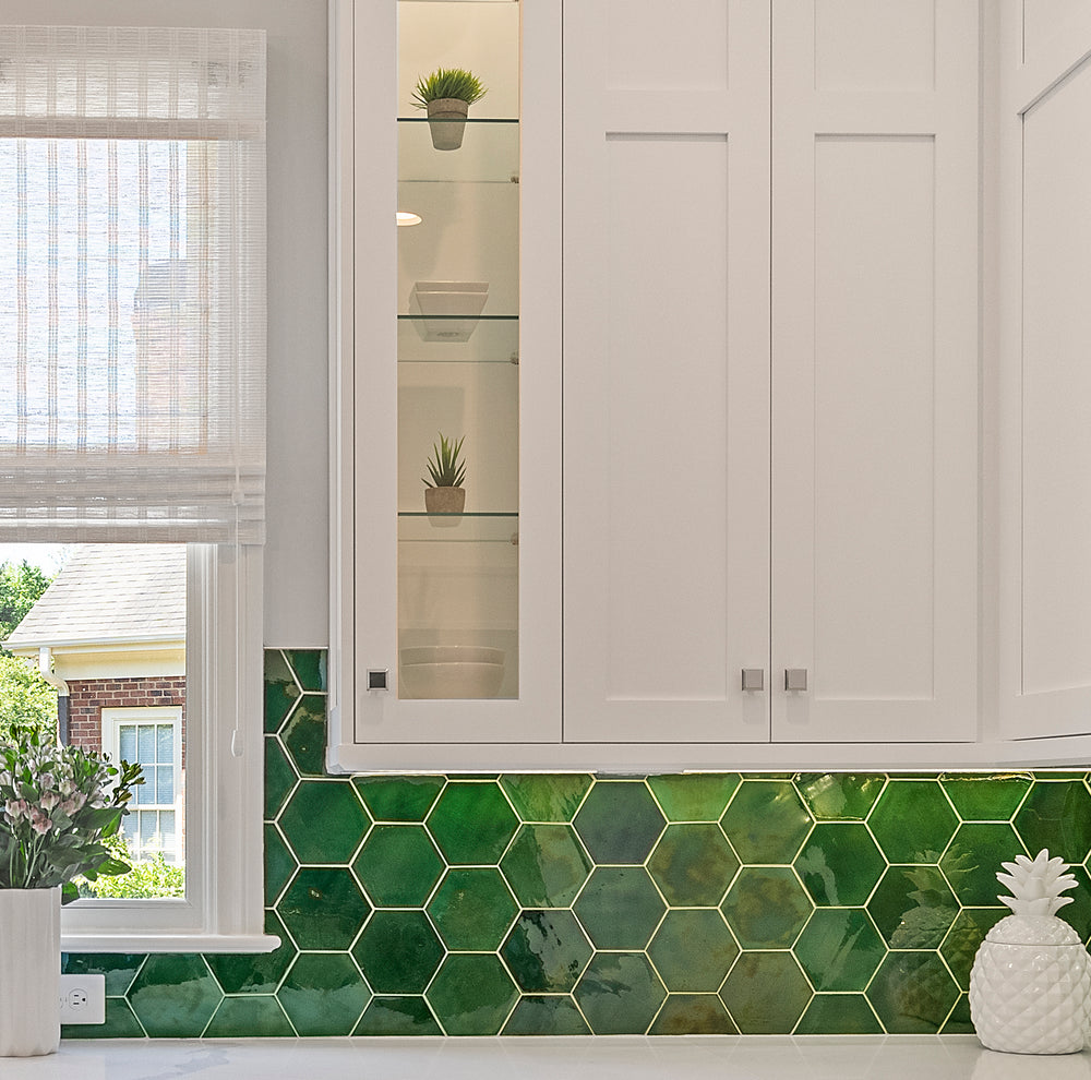 Luminous Forest Green Kitchen Tile