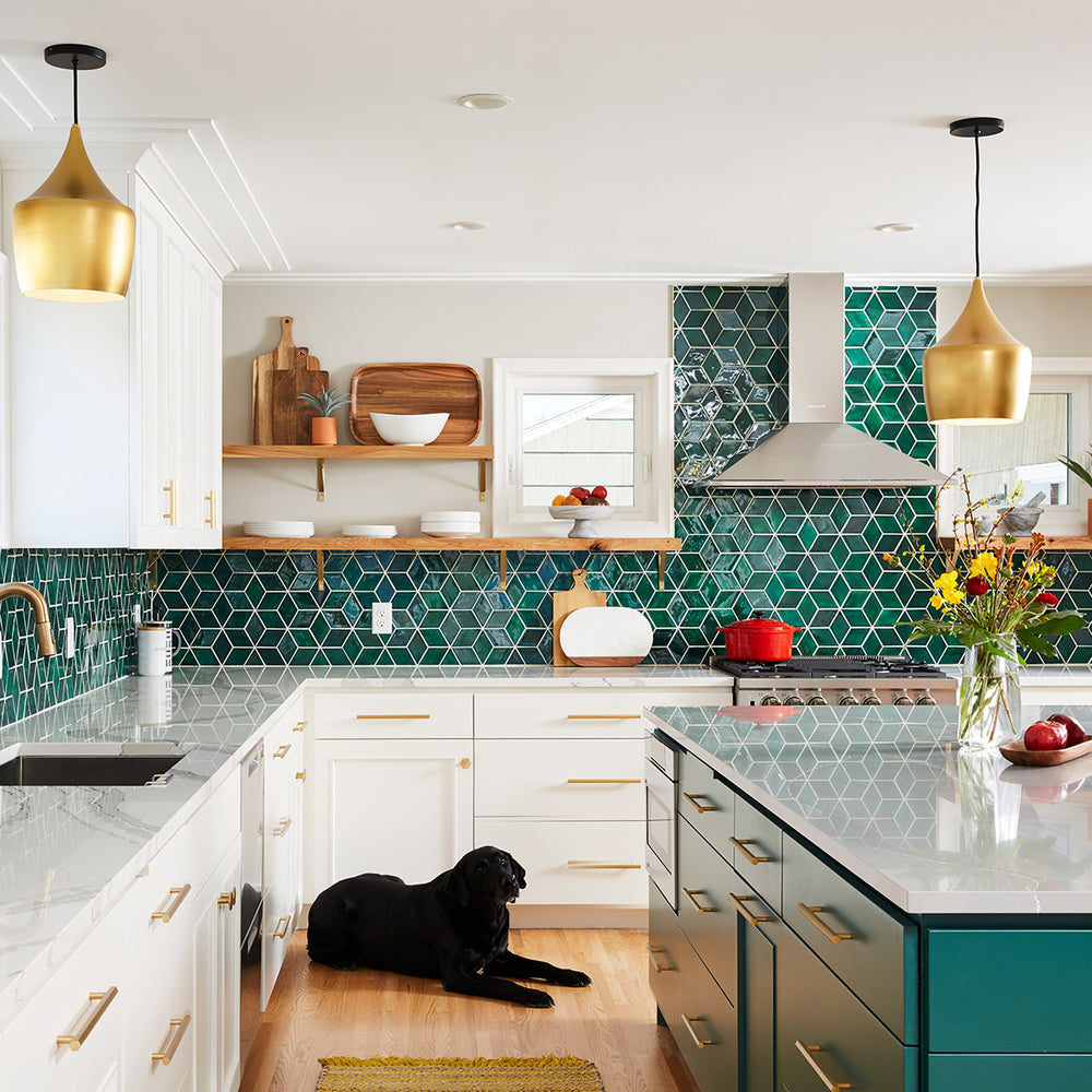 Emerald Green Kitchen Tile Backsplash