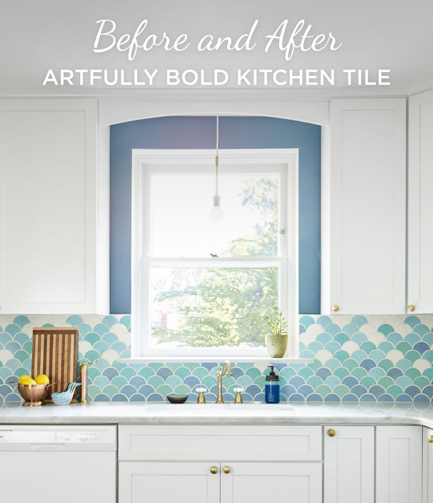 Before and After: Artfully Bold Kitchen Tile on Homepolish