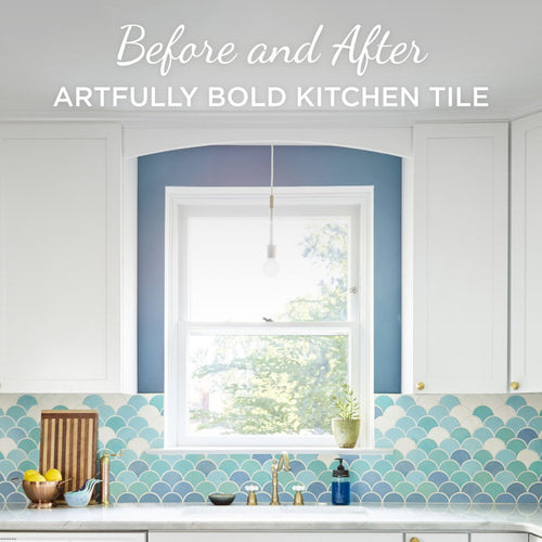 Before and After: Artfully Bold Kitchen Tile on Homepolish