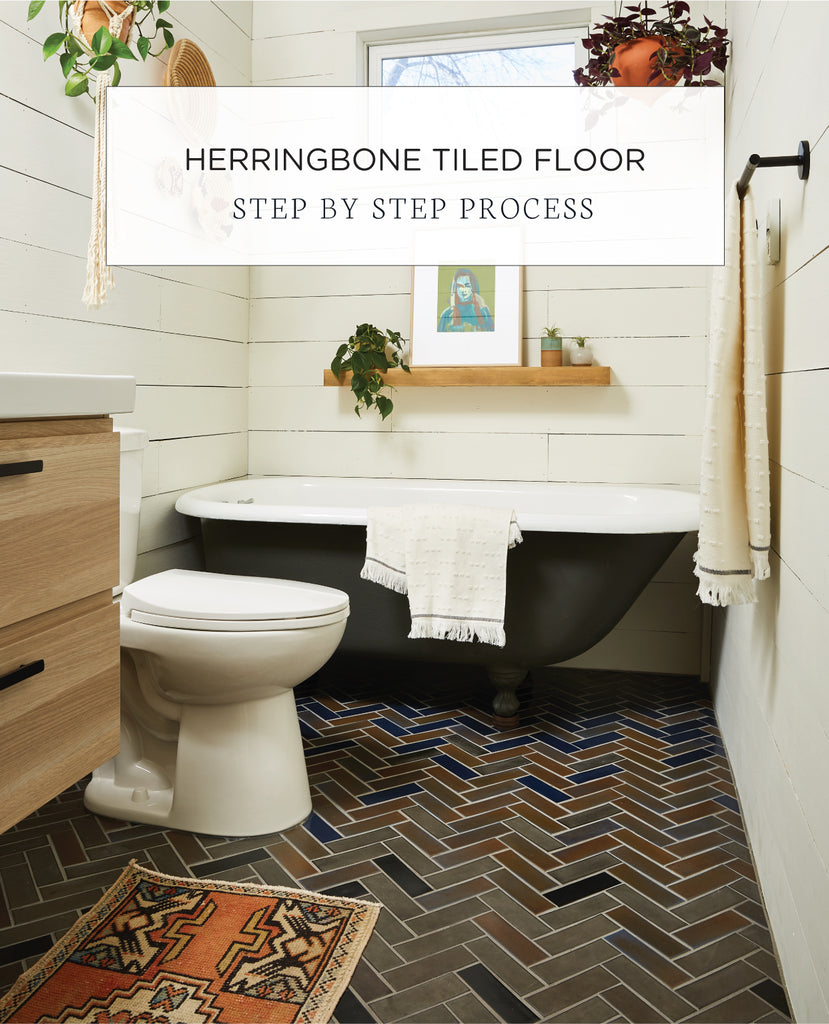 Herringbone Tiled Bathroom Floor Step by Step Process