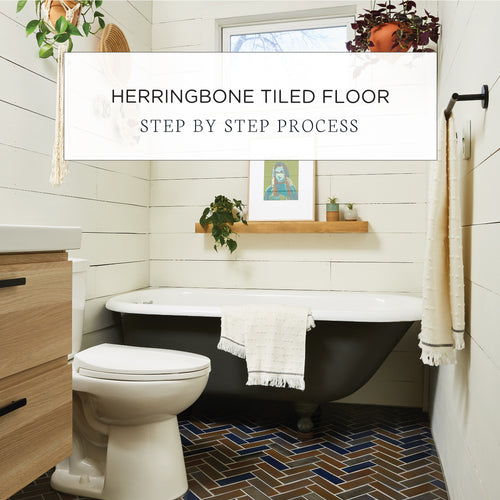 Herringbone Tiled Bathroom Floor Step by Step Process