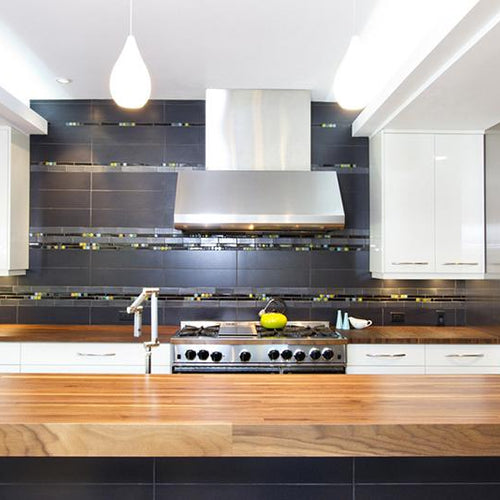 How do I create a unique and modern kitchen tile design?