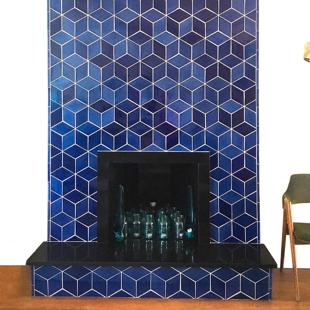 The Bold and Blue Contemporary Fireplace