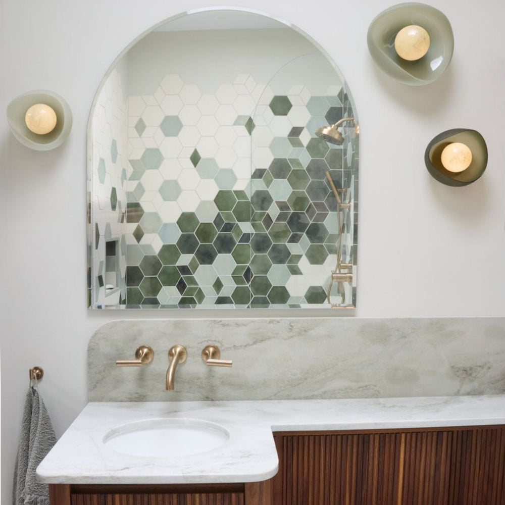 Historic Brownstone Geo-Hex Bathroom