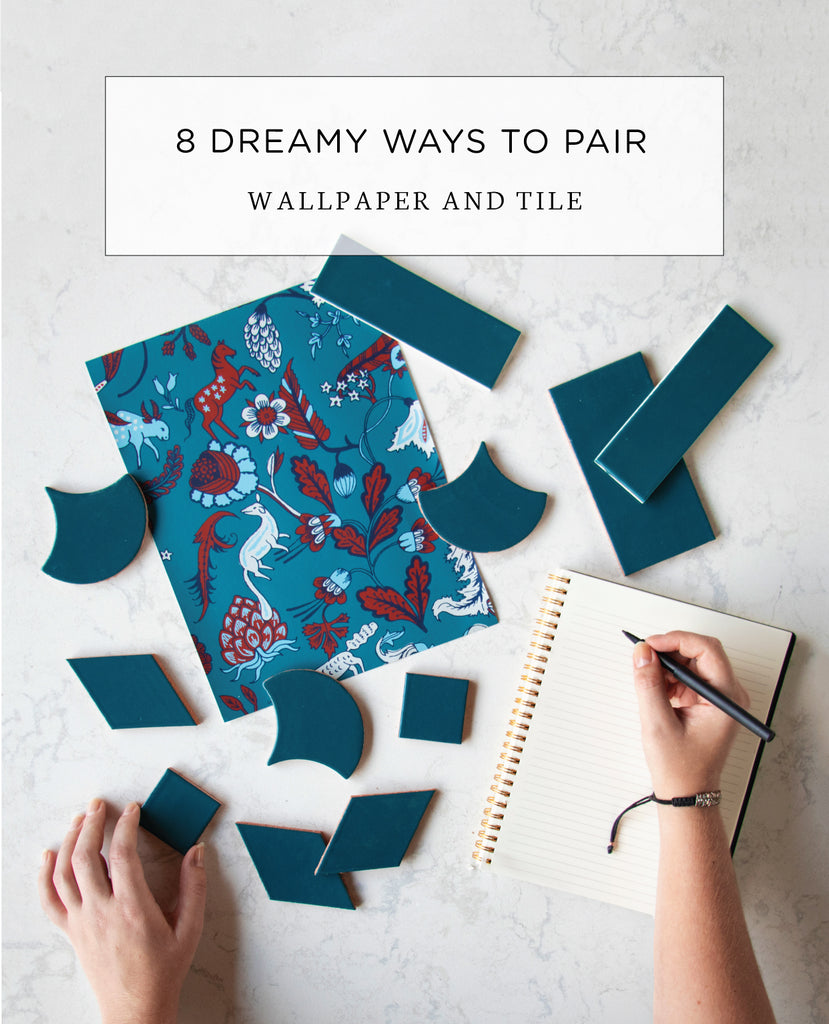 8 Dreamy Ways to Pair Wallpaper and Tile