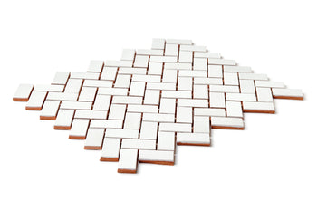 1"x2" Sheeted Herringbone Pattern - 130 White