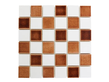 2"x2" Hazelnut Checkerboard Stacked Pattern