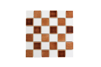 2"x2" Checkered Stacked Pattern - 301 Marshmallow & 17 Hazelnut