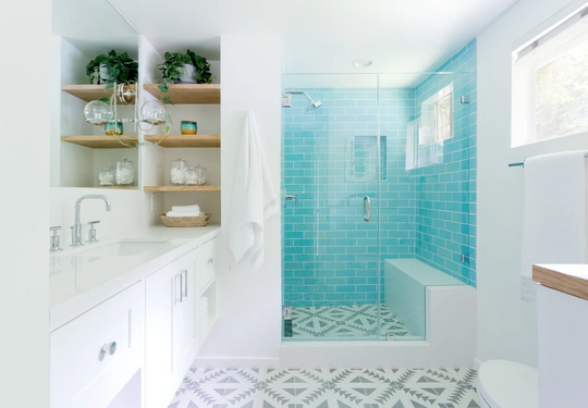 Bright Blue Shower Tile
